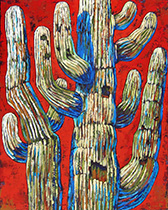 Contemporary cactus paintings by Diane F Barbee on exhibition Wilde Meyer Gallery in Scottsdale, AZ, Featured in March 2025, 030725