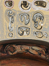 Mixed media painting by Guy Anderson available from Woodside Braseth Gallery in Seattle, WA, through March 9, 2025, 010525