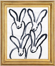 Rabbit painting by Hunt Slonem on exhibition at Laura Rathe Fine Art in Dallas, Texas, Jan 11 - February 15, 2025, 010625