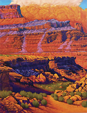 Southwest landscape painting by Joe A. Oakes available from Xanadu Gallery in Scottsdale, Arizona, March 2025, 030725