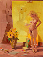 Figurative painting by Lisa Yuskavage on exhibition at David Zwirner Gallery in Los Angeles, February 18 - April 12, 2025, 020425