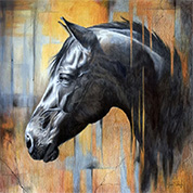 Horse painting by Maria DAngelo available from Mountain Trails Galleries in Sedona, AZ, March 2025, 030825