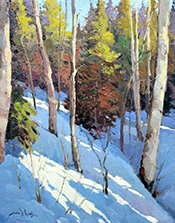 Winter landscape painting by Sean Wallis on exhibition at Korologos Gallery, Basalt, Colorado, January 4 - February 22, 2025, 010425