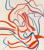 Abstract painting by Willem de Kooning on exhibition at Gagosian Gallery in Chelsea district of New York, April 15 - June 14, 2025, 042725