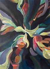 Abstract painting by Ingela Johansson available from Barlow Gallery in Tacoma and Bellevue, October 2025, 100125