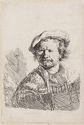 Self-Portrait from 1642 an Etching by Rembrandt on exhibition at Gibbes Museum of Art in Charleston, South Carolina, October 24 - January 11, 2026, 102925