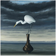 Seascape with Bird and Vase painting by David Kroll on exhibition at Hidell Brooks Gallery in Charlotte, North Carolina, November 2025, 112425