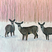 Deer in Snow by Diane Woods on exhibition at Korologos Gallery, Basalt, Colorado, December 6 - January 3, 2026, 112325