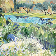 Painting by Laura Lacambra Shubert on exhibition at Gallery C in Raleigh, North Carolina, December 4 - January 10, 2026, 112425