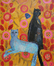 Cat painting by Olena Zvyagintseva on exhibition at TEW Galleries in Atlanta, GA, November 14 - December 31, 2025, 111425