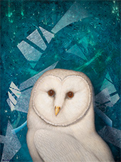 Owl painting by Tom Palmore on exhibition at F.A.N. Gallery in Philadelphia, Pennsylvania, November 7 - 28, 2026, 111425