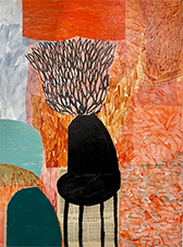 Eva Isaksen collage on canvas in Drawn to Line at Foster White Gallery in Seattle Washington May 2 to 23 2026