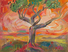Karl Schrag painting in Threads of Red at Vose Galleries in Boston Massachusetts August 4 to September 5 2026