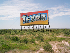 Texas billboard photograph in Welcome to Texas at Barry Whistler Gallery in Dallas Texas June 13 to July 25 2026